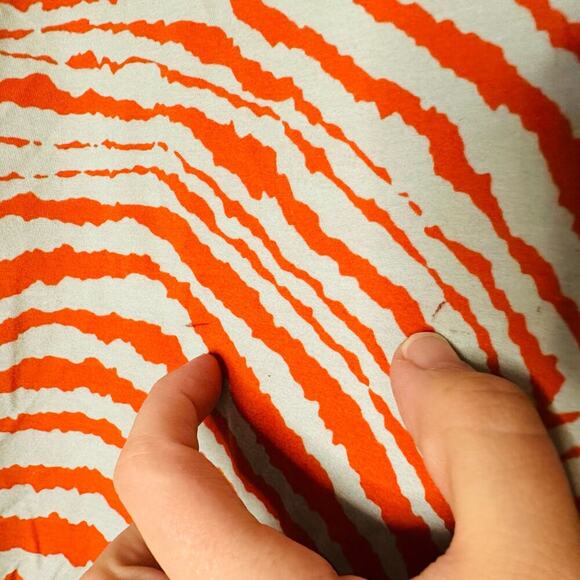 Proenza Schouler Women's White Orange Geometric Zebra Turtleneck Top Size XL - Picture 7 of 12